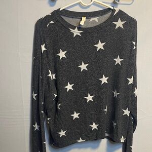 Star Patterned Black and White Women's Top